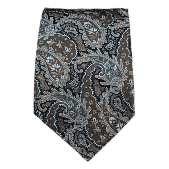 GIANNI VERSACE Brown Paisley Silk Tie ITALY 55